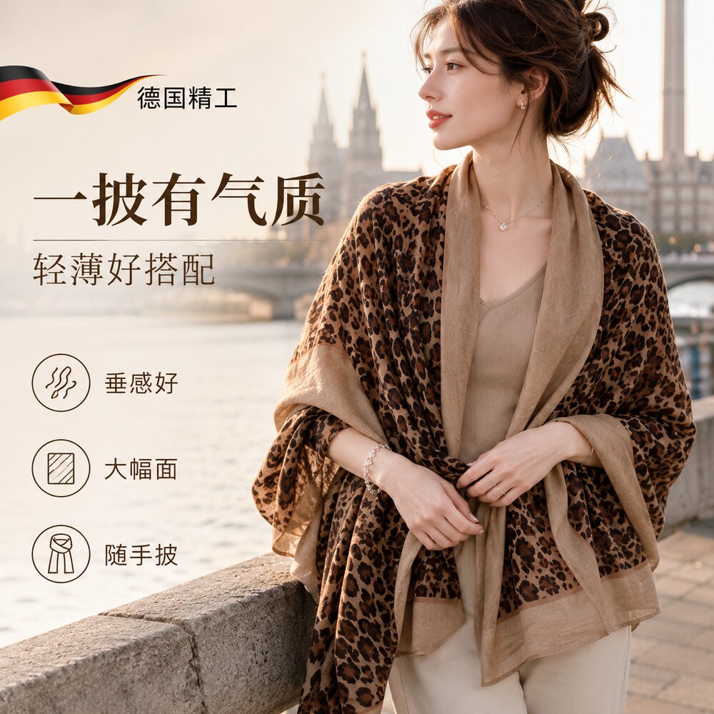 豹纹丝巾披肩外搭女2026