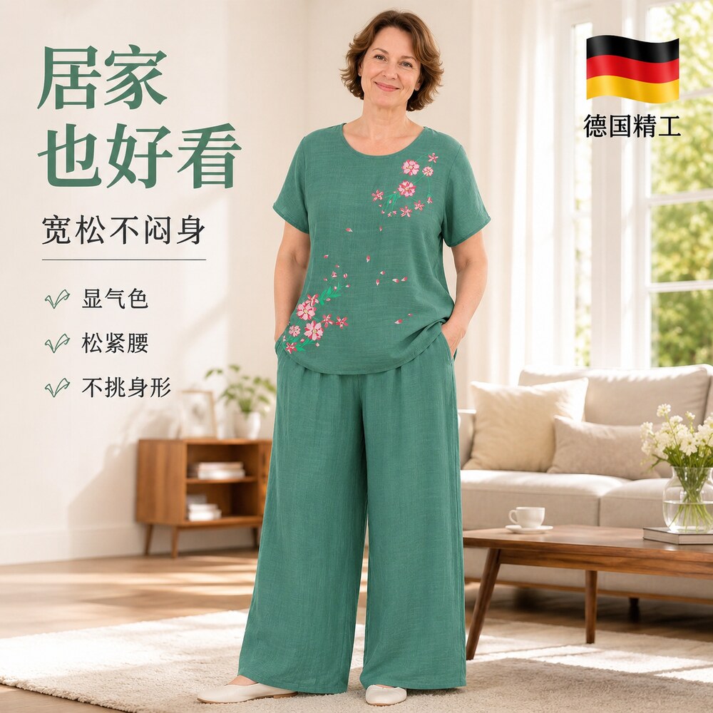 中老年女装户外春夏居家
