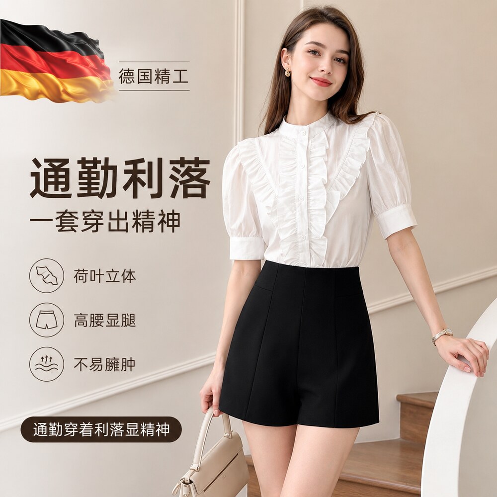 大码西装短裤女高腰夏季