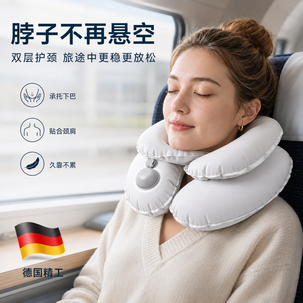 充气u型枕旅行可携式气囊
