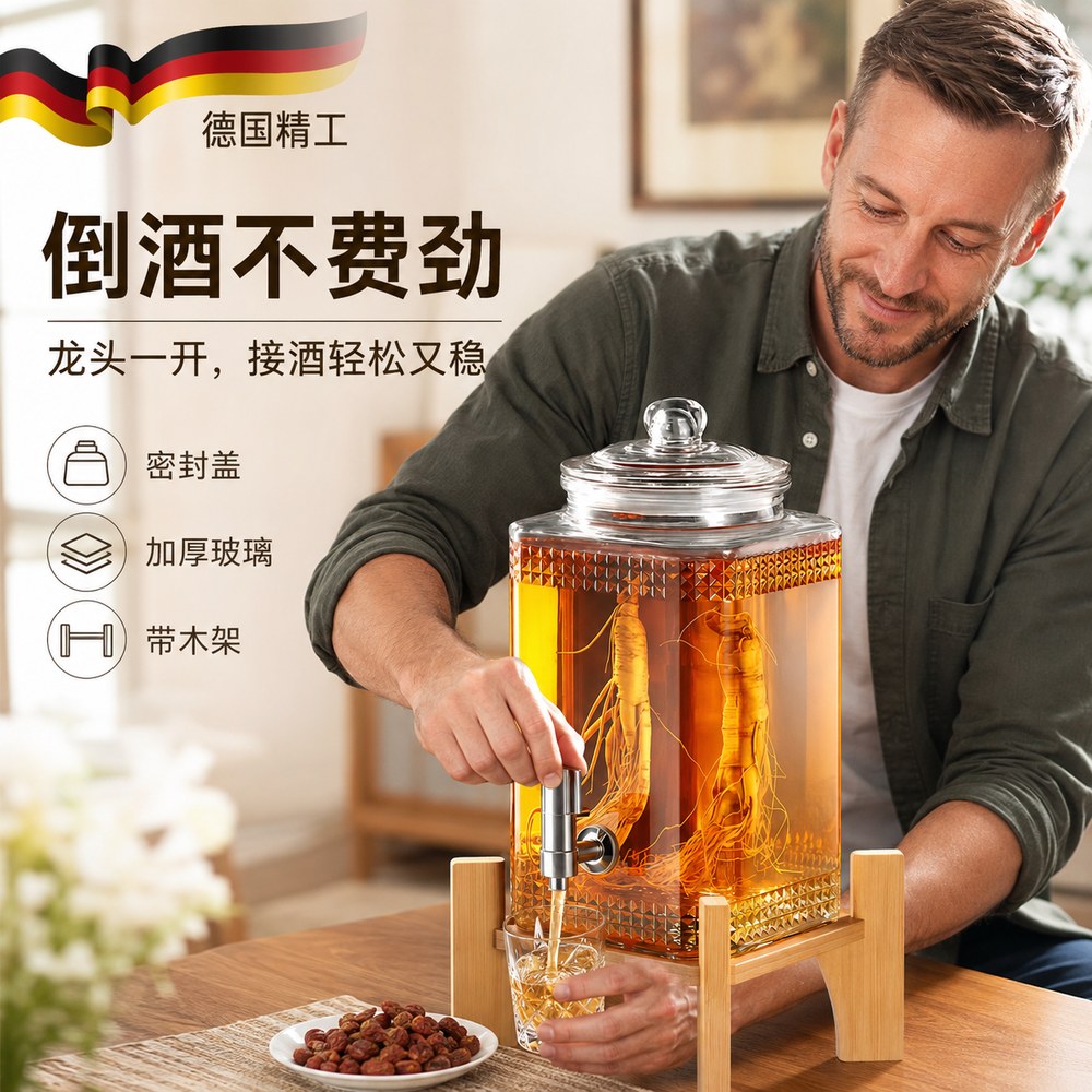 日本泡酒玻璃瓶家用高档