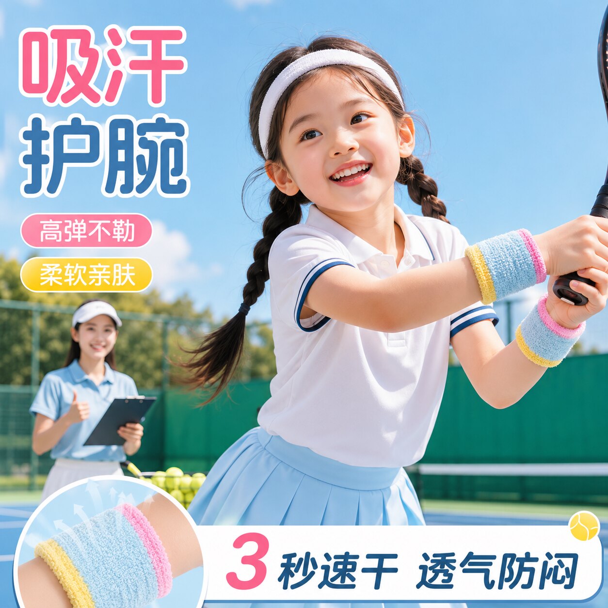 儿童专用擦汗手腕巾吸汗
