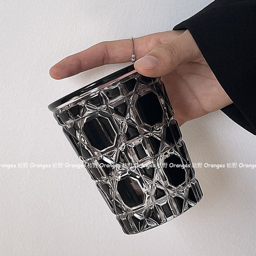 轻奢风菱格黑宝石玻璃杯子