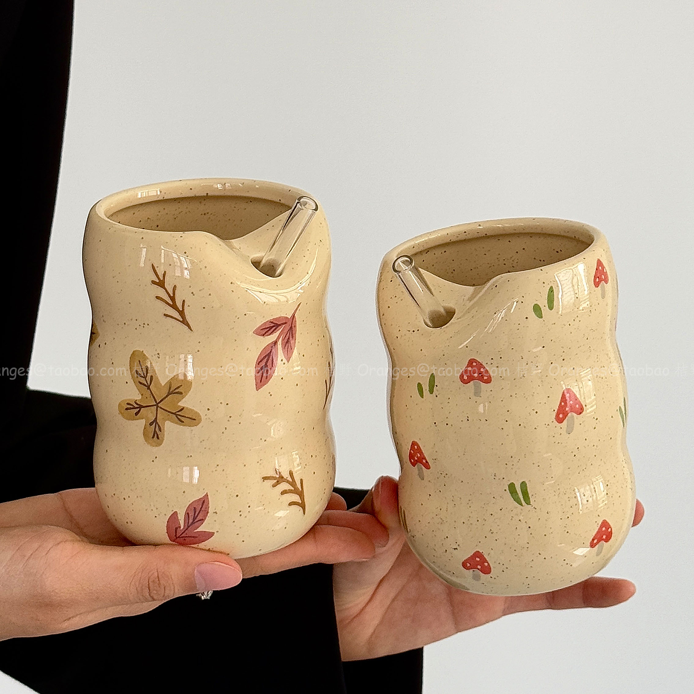 复古胖墩手握咖啡杯大容量水杯子