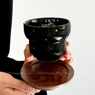 Oranges复古黑浮雕糖豆陶瓷手握杯拉花拿铁杯咖啡杯水杯小众礼物