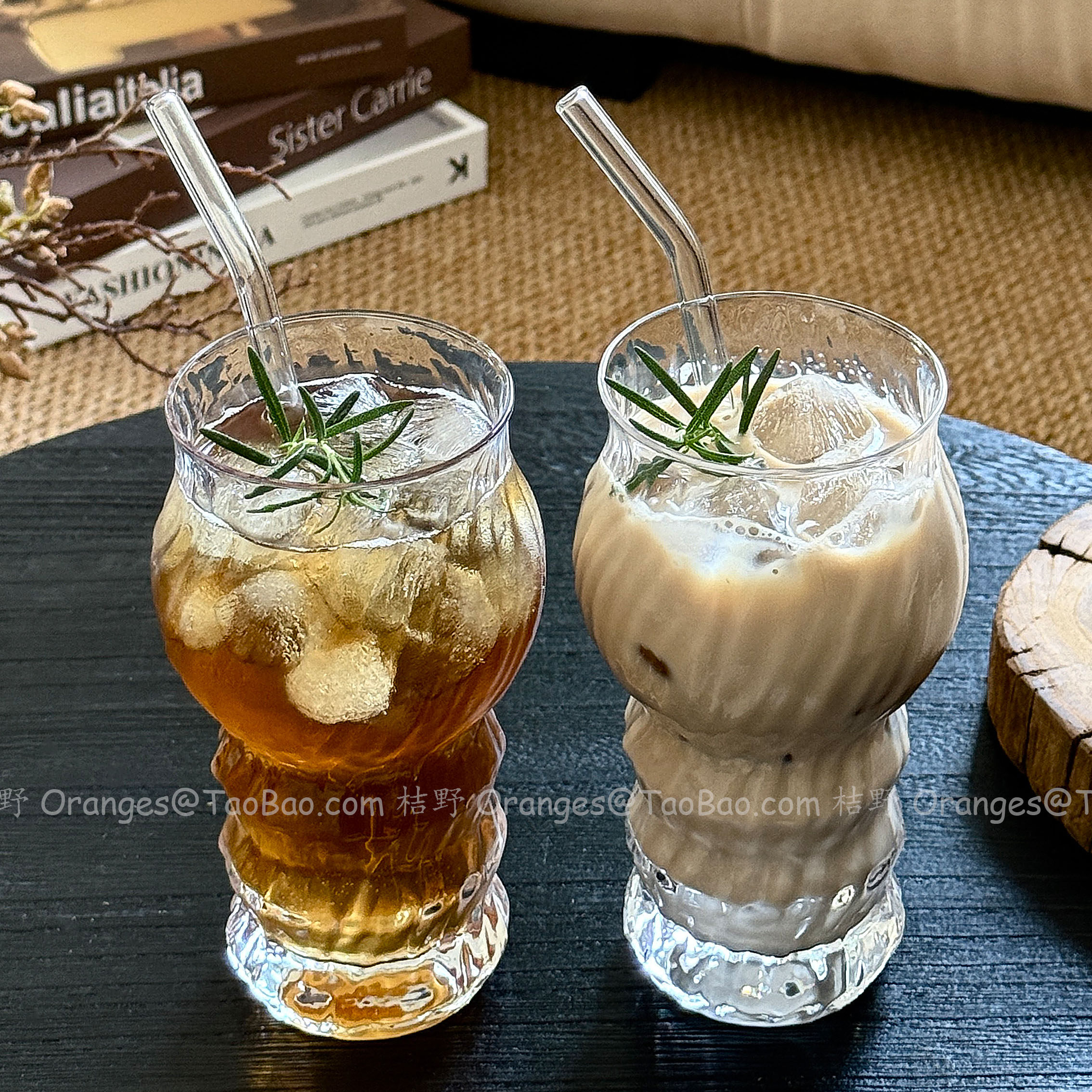 小众ins风玻璃杯冷萃杯拿铁咖啡杯果汁杯饮品杯大容量水杯啤酒杯