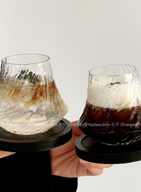 Oranges咖啡店冷萃杯子玻璃水杯冰美式拿铁杯咖啡杯冷饮杯洋酒杯