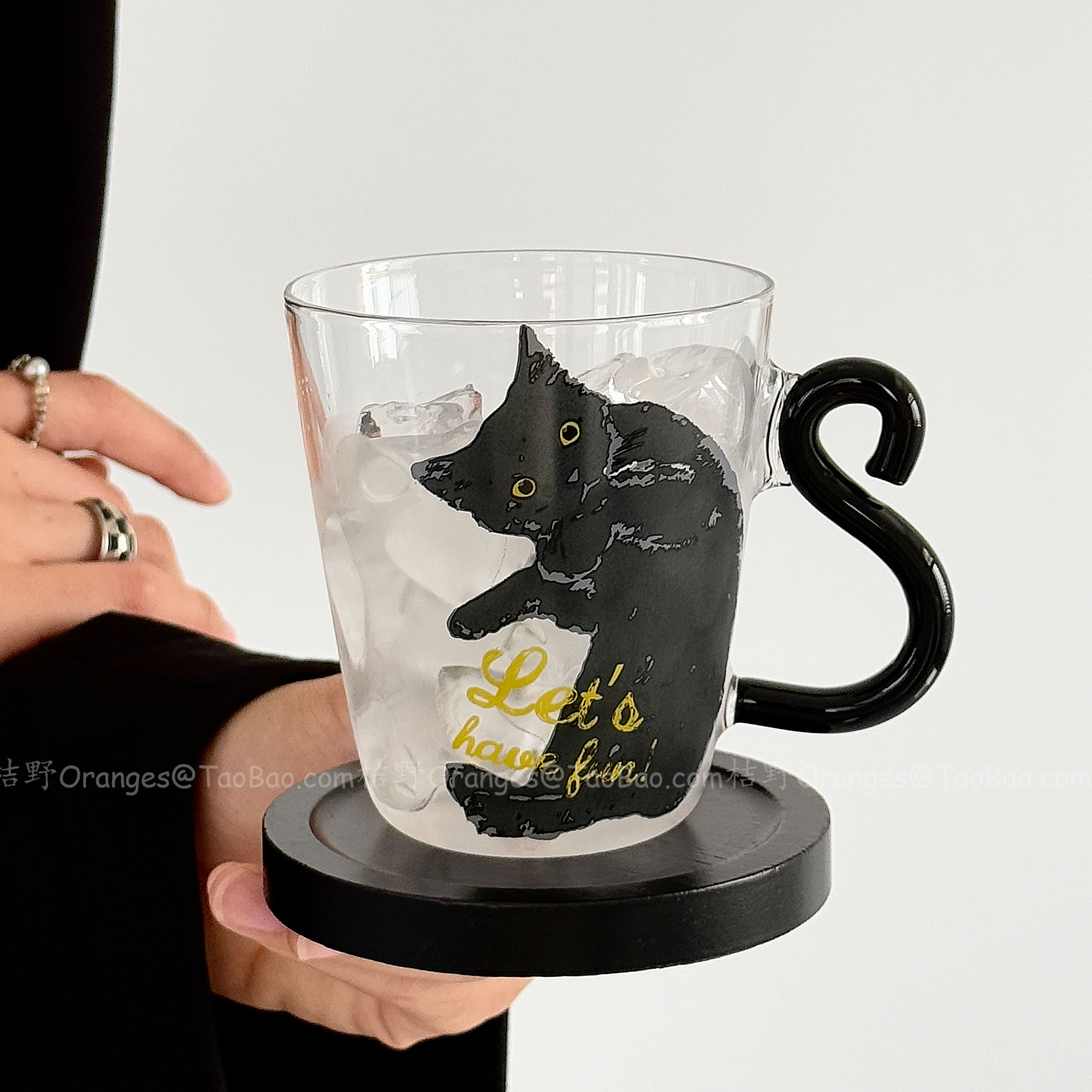 ins风可爱立体猫爪杯耐热玻璃杯