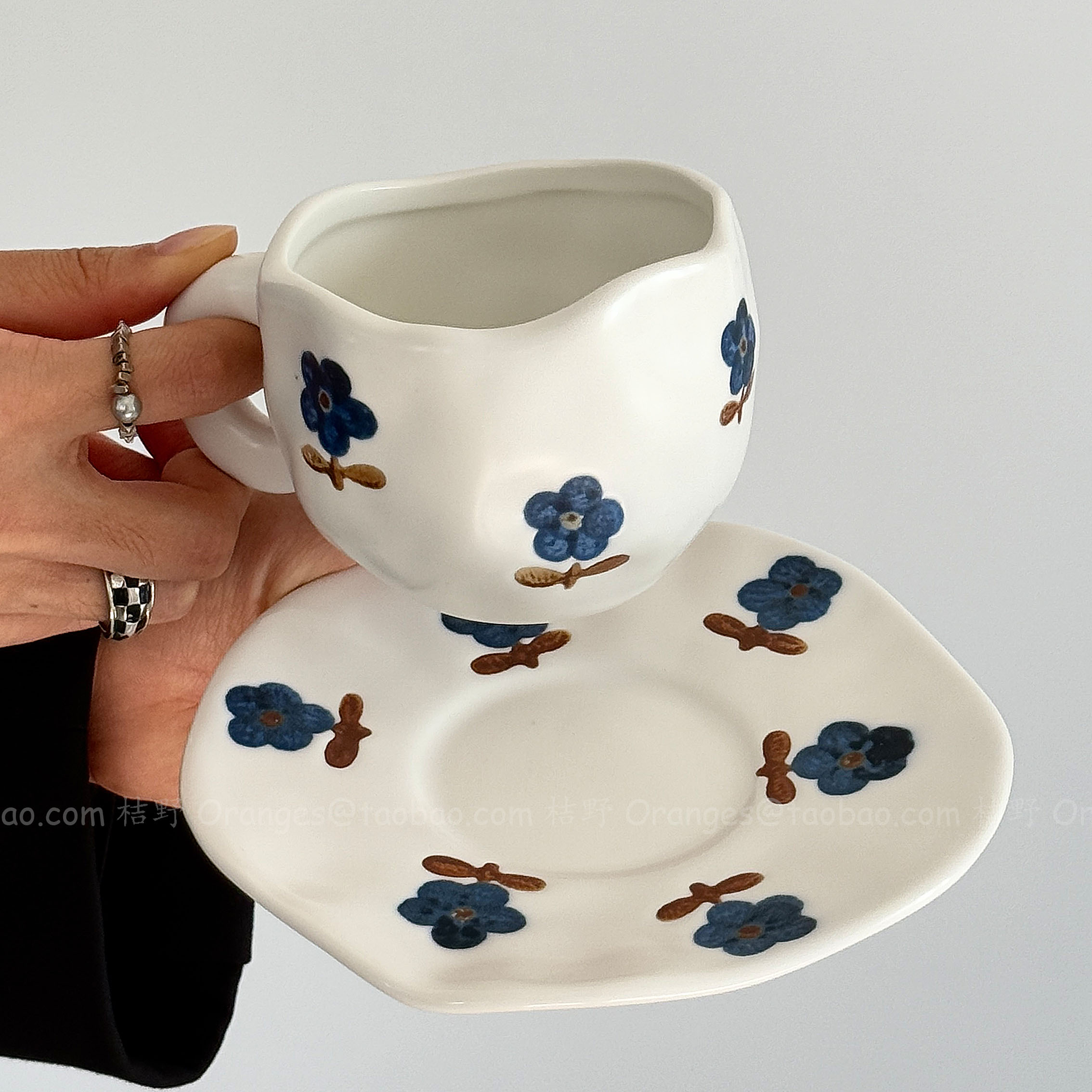 Oranges复古哑光手绘咖啡杯礼物