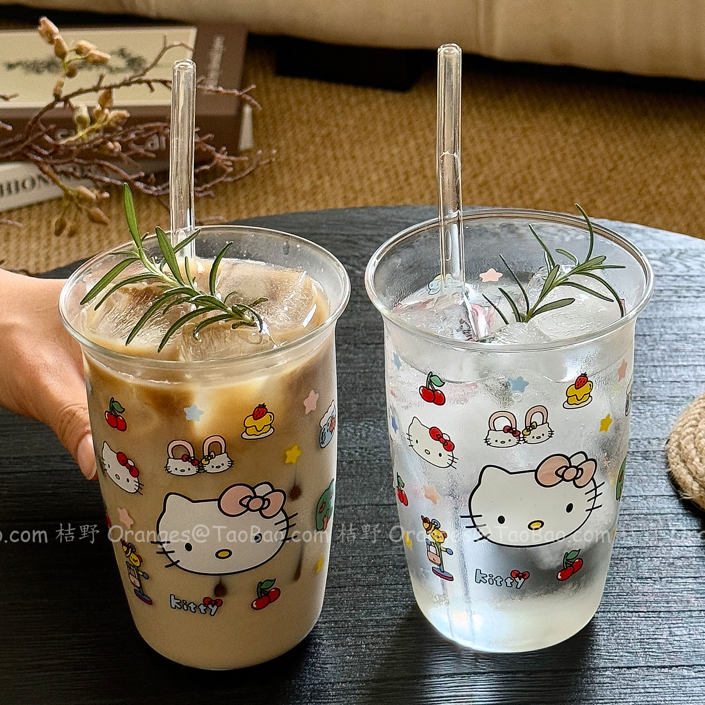 可爱KT喵翻口耐高温玻璃杯