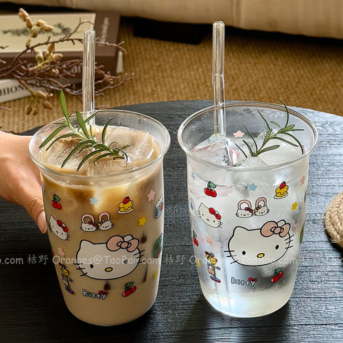 可爱KT喵翻口耐高温玻璃杯