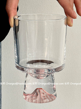 Oranges粉色山脉杯雪山杯玻璃杯小众高级感喝水杯冰咖啡杯冷饮杯