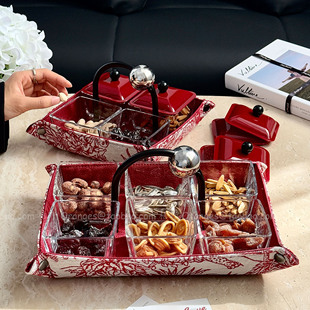 高级感水果盘客厅家用零食摆放盘分格糖果点心盘摆件乔迁新居礼物