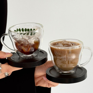 Dirty咖啡杯双层耐热咖啡杯玻璃杯创意带把喝水杯茶杯意式浓缩杯