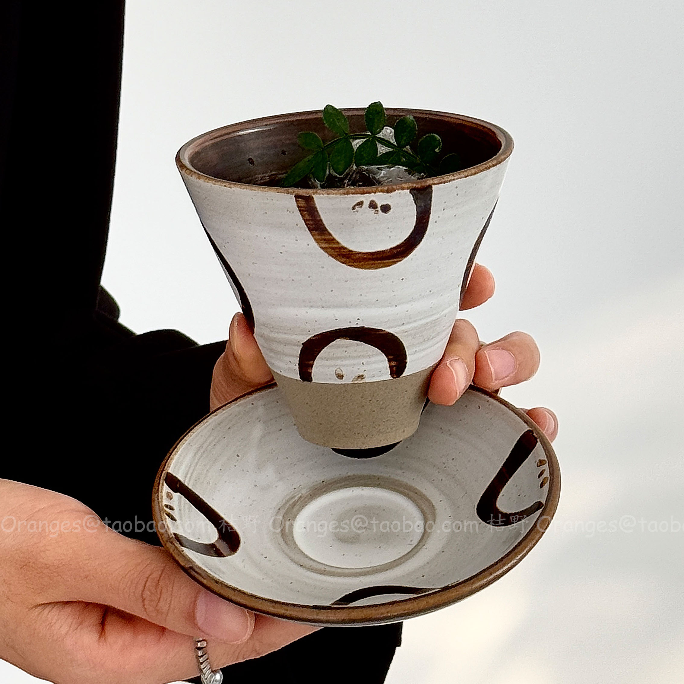 Oranges复古粗陶笑忘书咖啡杯子