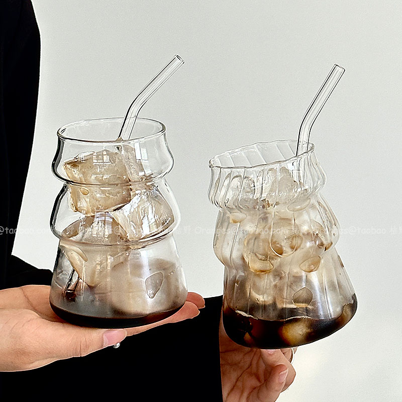 圣诞主题耐高温复古竖纹玻璃水杯