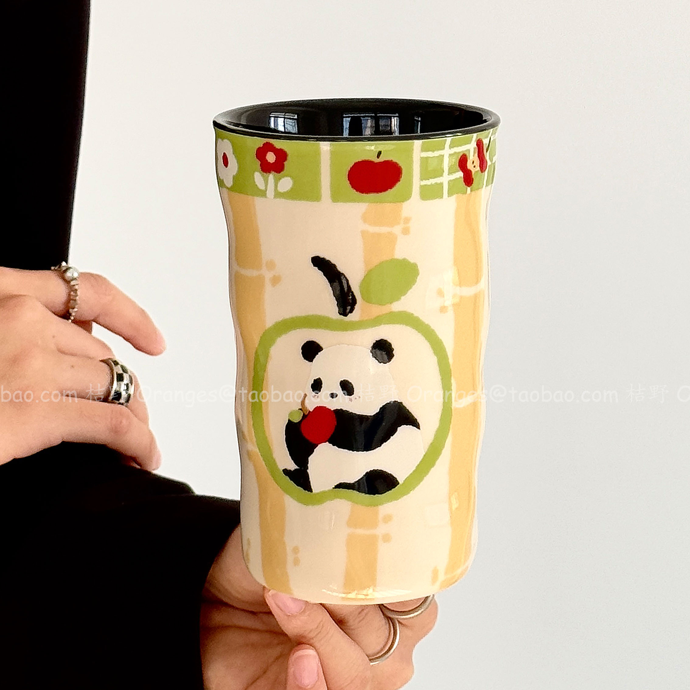 鲜橙Oranges限定趣萌果绿马克杯