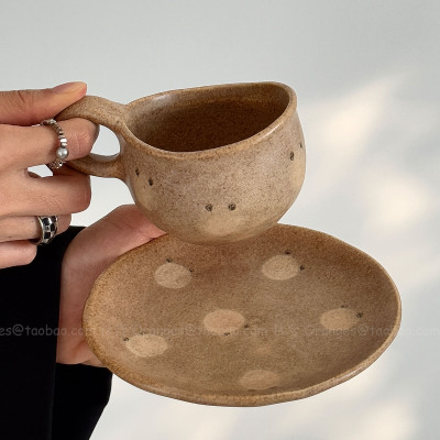 Oranges复古粗陶手作小熊咖啡杯