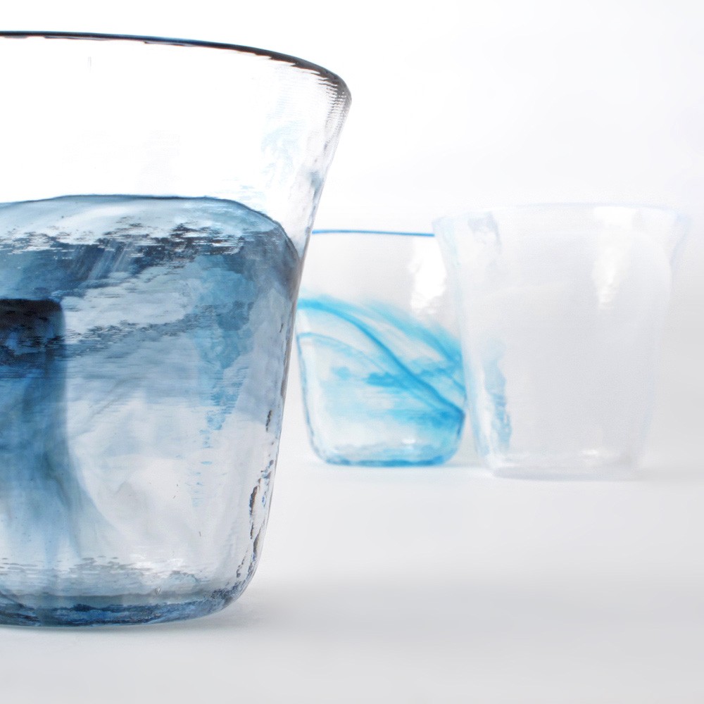 月夜野工房锤木纹玻璃杯现货日本