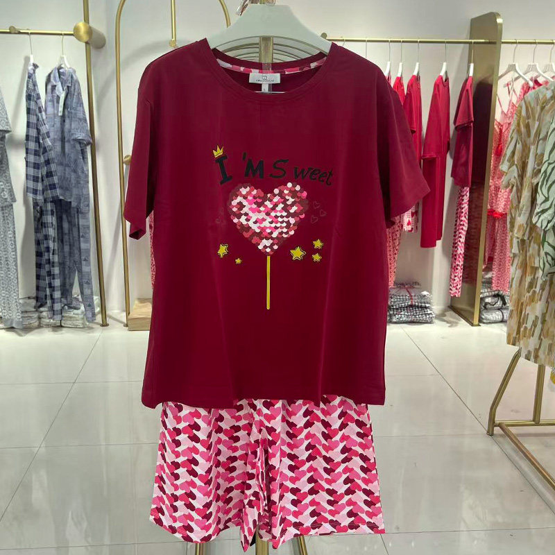 亲亲吾衣睡衣女夏天纯棉短袖短裤套头少女生夏季家居服可外穿