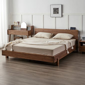 黑胡桃床现代简约全实木卧室小公寓1.8米双人床斯堪 纳维亚2.2米