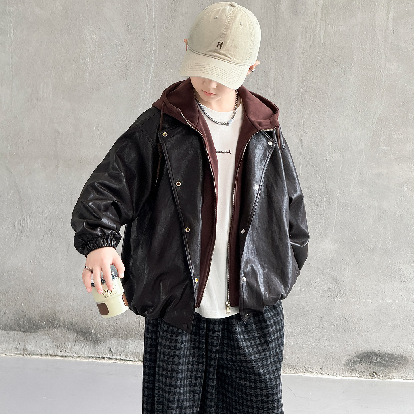 男童秋装皮衣外套潮酷炸街皮夹克