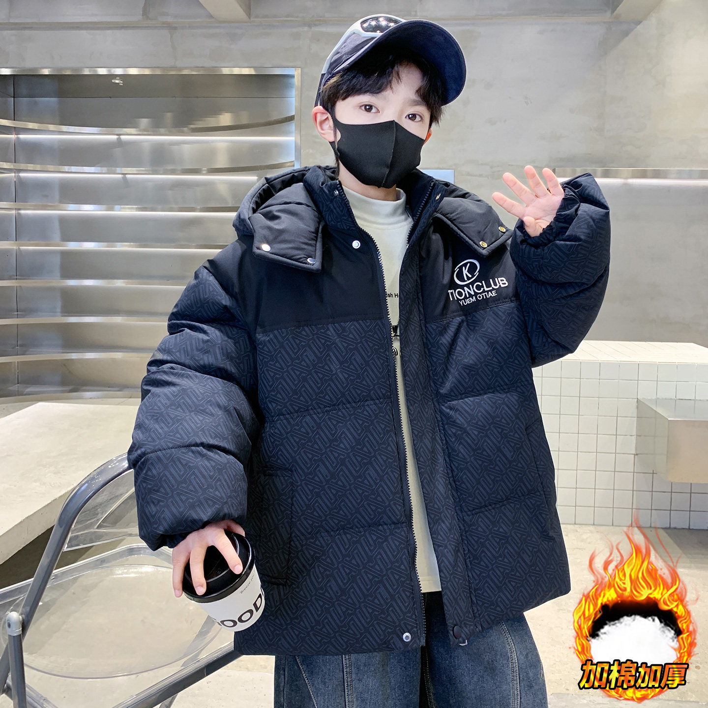 男童棉衣冬季外套洋气加厚羽绒棉