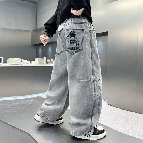 男童牛仔裤春秋款弯刀裤子休闲裤