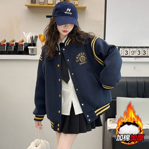 女童秋冬夹棉外套时尚加厚棒球服