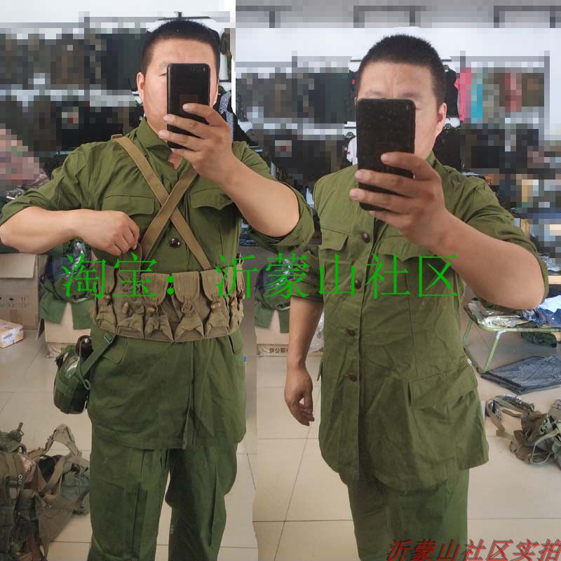 上世纪库存　老式军装65老军装纯棉涤卡干部上衣裤子套装正品老货