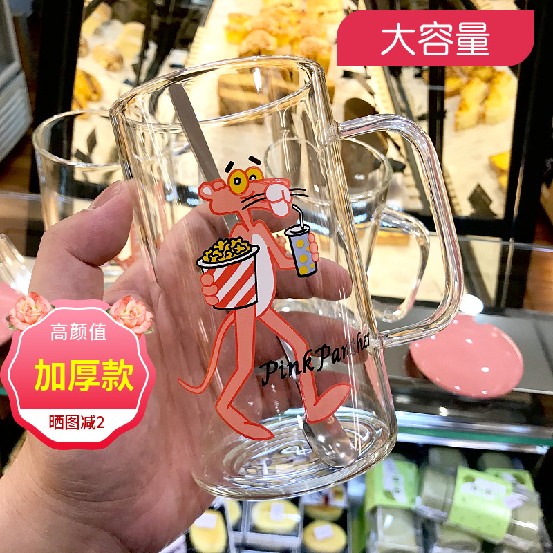 耐高温个性潮流吸管少女玻璃水杯