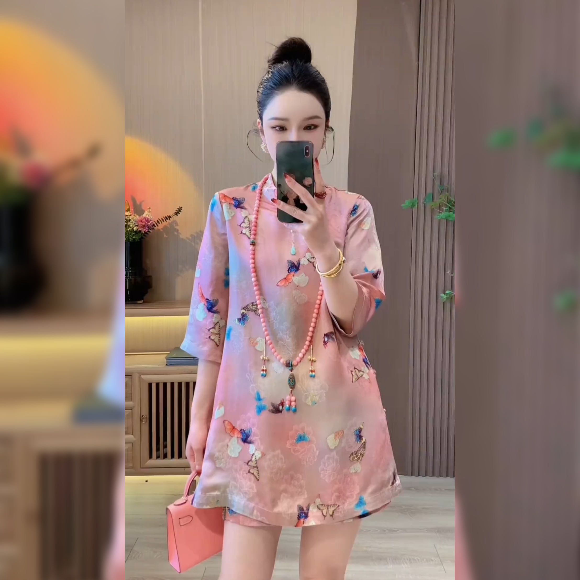 高级感复古新中式外套短裤两件套