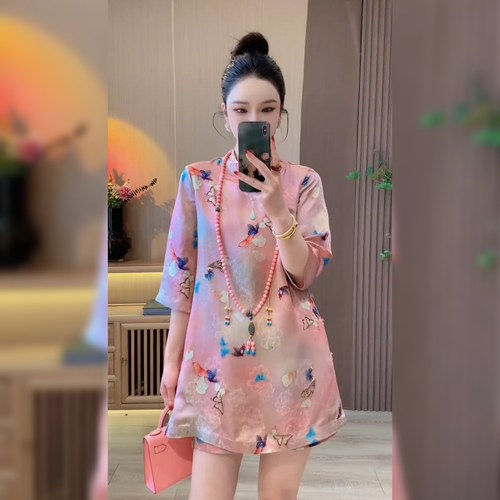 高级感复古新中式外套短裤两件套
