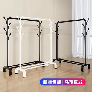 新疆包邮简易晾衣架落地阳台晒衣服架子卧室家用晾衣杆折叠挂衣架