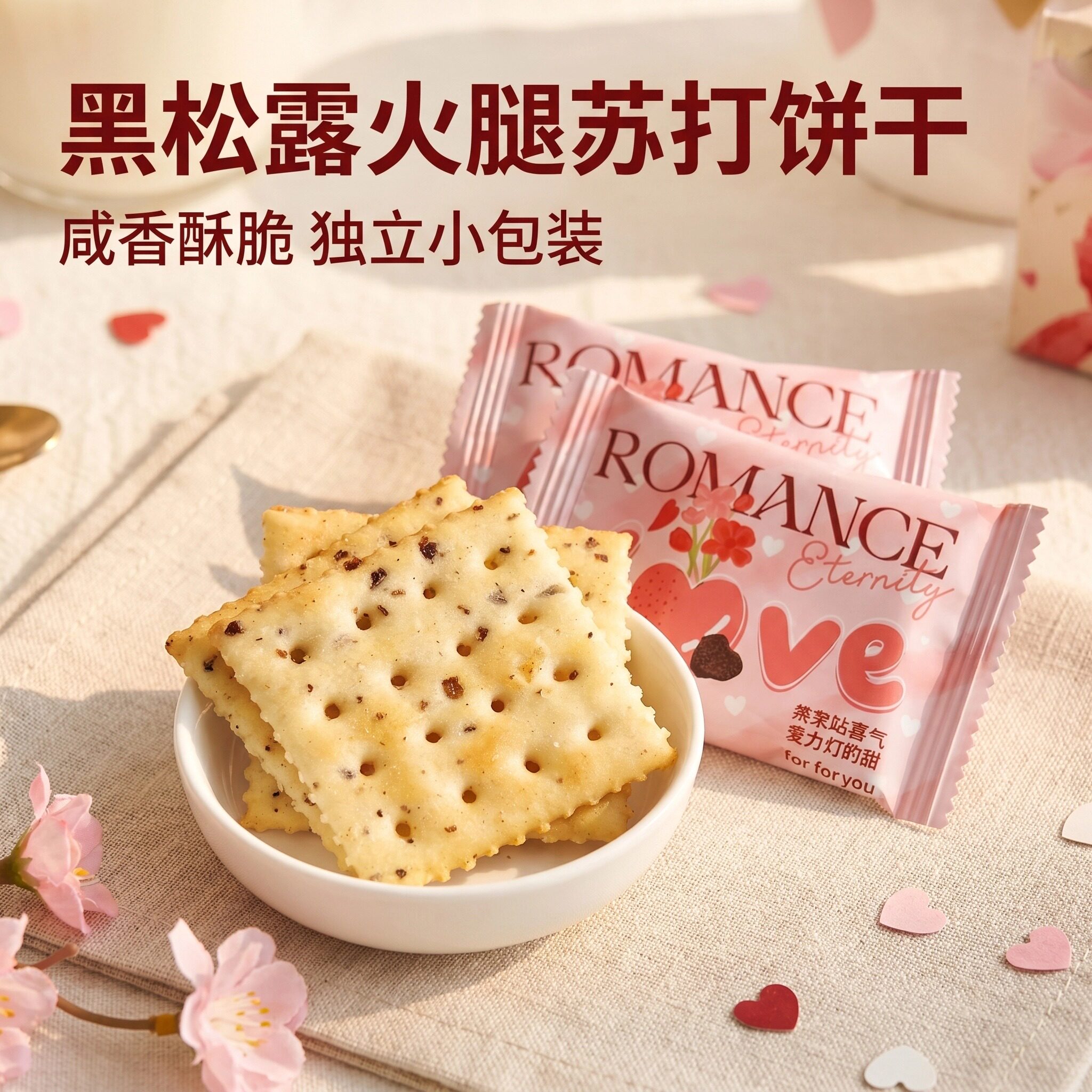 潘多拉日记黑松露火腿味苏打饼干粉色浪漫风喜饼结婚喜糖散称零食