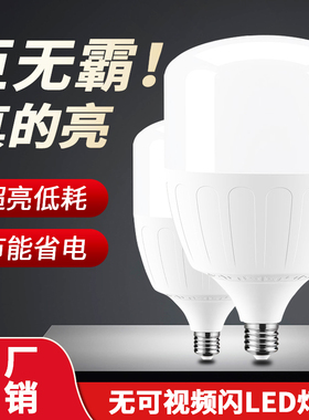 LED灯泡E27螺口工厂车间照明节能灯大功率50W100瓦家用超亮球泡灯