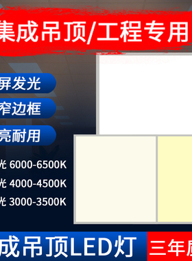 600x600led灯自然光暖白光4000K中性光暖光平板灯集成吊顶