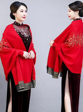 婚宴喜妈妈带袖百搭风旗袍披肩