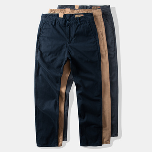 户外男士 裤 休闲裤 阿美咔叽春秋新款 潮 纯棉锥形修身 纯色九分裤 工装