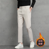 加绒加厚休闲男长裤 九分西装 子 锥形直筒小西裤 2025秋冬新款 裤 男士