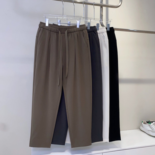 冰丝运动九分裤男款2024夏季阔腿宽松抽绳直筒男士冰凉裤休闲西裤