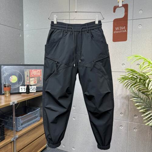 夏季新款休闲裤男士潮流百搭抽绳束脚裤美式痞帅工装裤户外速干裤
