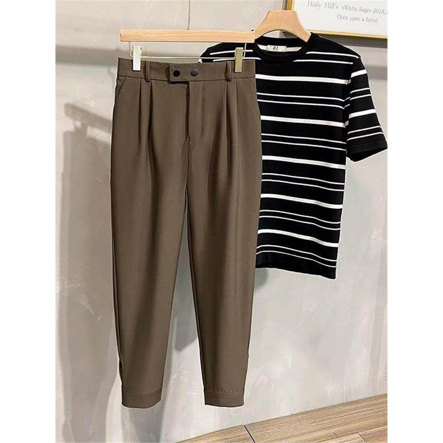 冬季男西裤垂感小脚修身休闲裤韩版加绒加厚宽松九分裤哈伦裤百搭,男装,西裤,淘宝优惠券,粉丝福利购,淘宝优惠卷