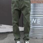 纯棉美式 潮牌军绿色磨毛设计工装 裤 新款 男生百搭弹力休闲直筒裤 子
