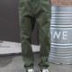 纯棉美式 潮牌军绿色磨毛设计工装 裤 新款 男生百搭弹力休闲直筒裤 子