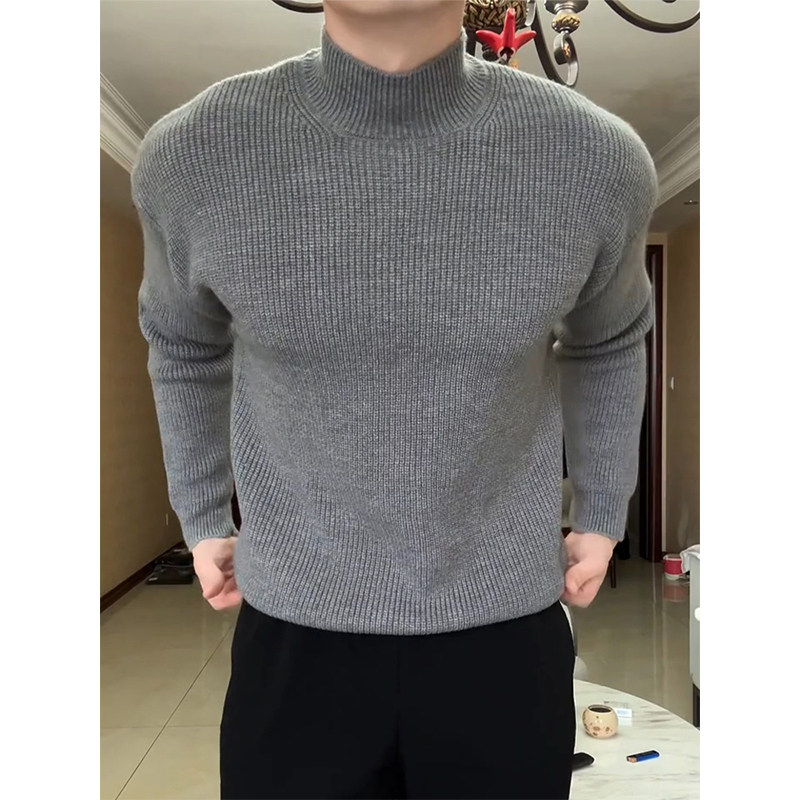 灰色半高领打底针织衫男士春秋冬新款韩系高级感穿搭毛衣上衣外套,男装,针织衫/毛衣,淘宝优惠券,粉丝福利购,淘宝优惠卷