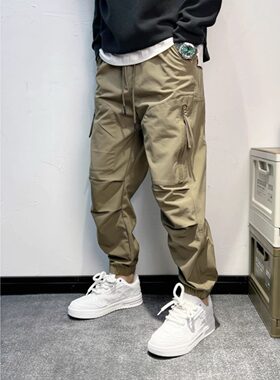 机能风帅束脚休闲工装裤男士春夏宽松小脚多口袋立体剪裁流行长裤