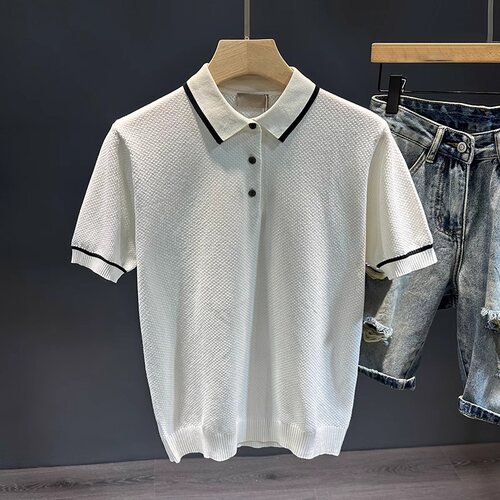 轻奢男士薄款短袖针织POLO衫
