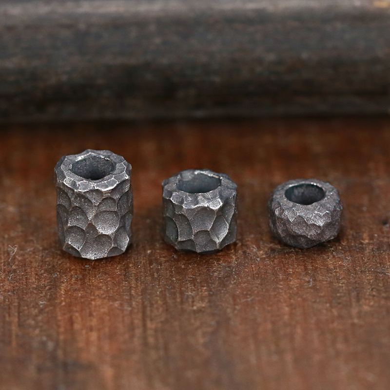 牛钝925纯银石头纹管珠