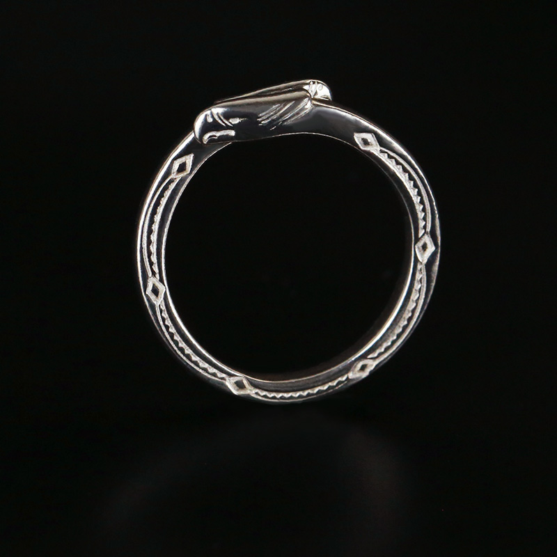 牛钝精工鹫见太郎双鹰纯银戒指